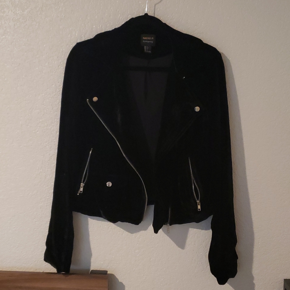 Forever 21 velvet moto jacket L